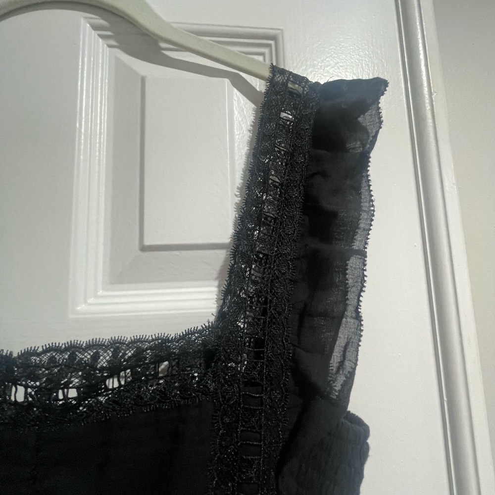 Chic Black Ruffled Mini Dress - Picture 4 of 6